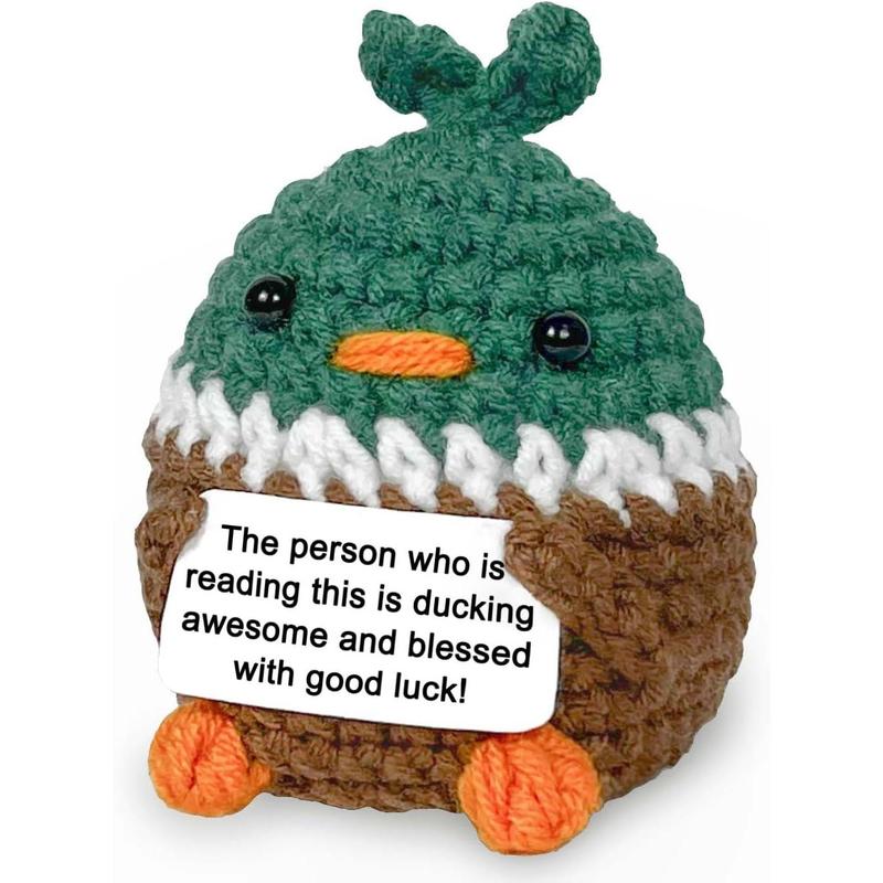 Positive Crochet Animals Duck - Good Luck Gift for Women Men, Funny Emotional Mallard Duck Gifts for Duck Lovers, Cute Duck Decor