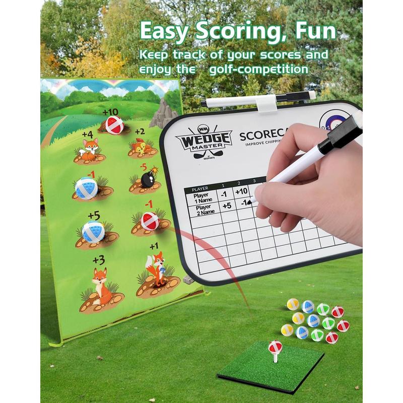 Sticky Chipping Game with Golf Club and Training Mat, featuring 20 Sticky Balls for Indoor and Outdoor Practice, suitable for Adults and Kids.