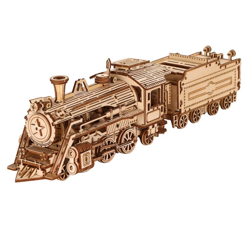 3D Wooden Puzzle for Adults-Mechanical Train Model Kits-Brain Teaser Puzzles-Vehicle Building Kits-Unique Gift