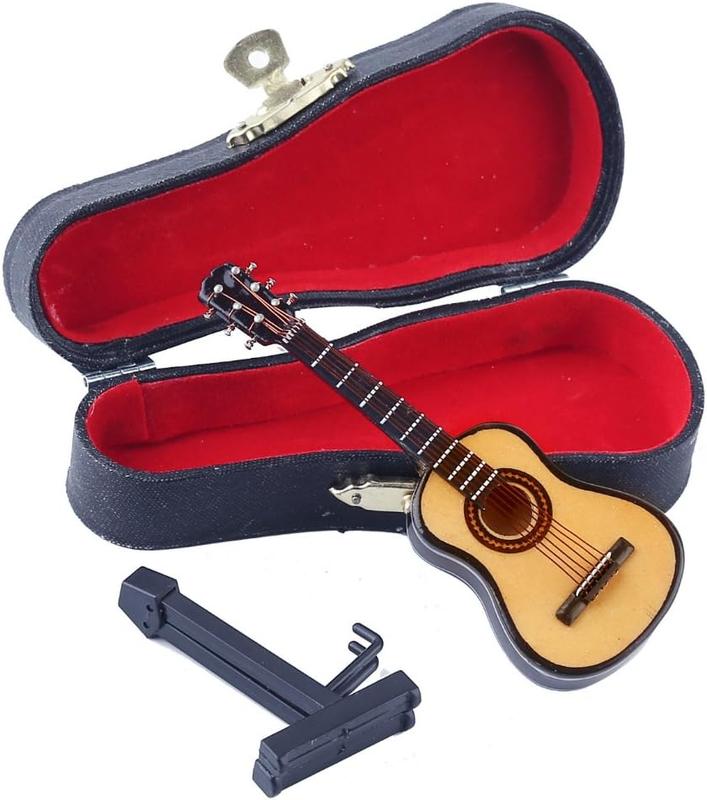 Wooden Miniature Guitar with Stand (1 pc)