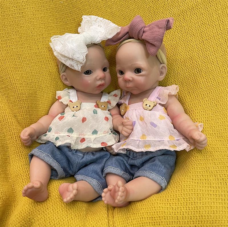 28CM Adorable Silicone Girl Bebe Reborn Dolls Handmade Painted Full Body Soft Silicone Reborn Doll Toys For Bebe's Birthday Christmas New Year Gifts Reborn Corpo De Silicone Inteiro