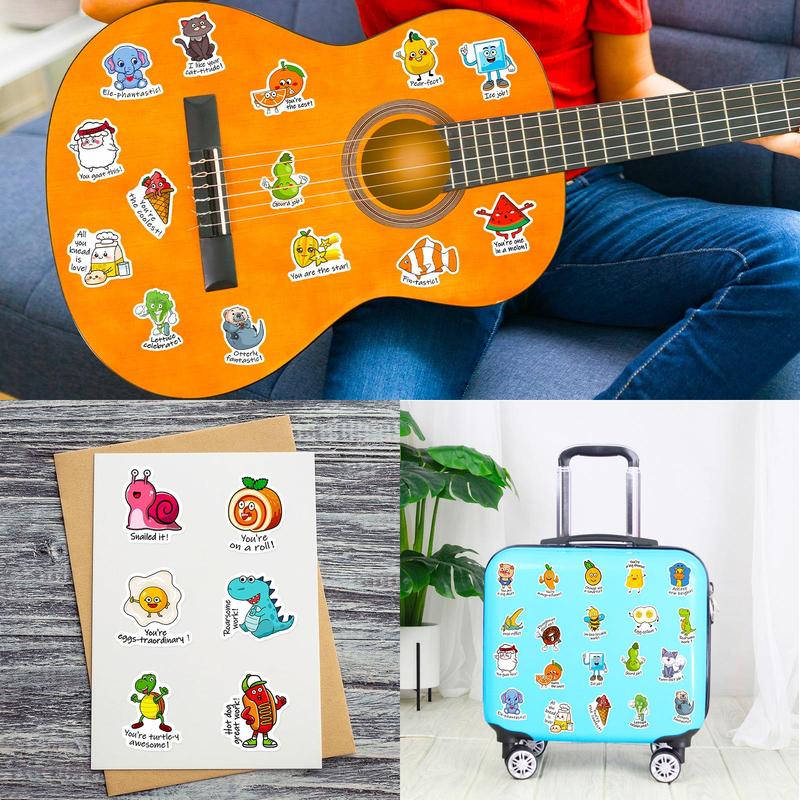 Cute Cartoon Pattern Sticker, 50pcs set Waterproof Self Adhesive Decor Paper, DIY Decor Sticker for Gift Greeting Card Water Bottle Laptop Phone