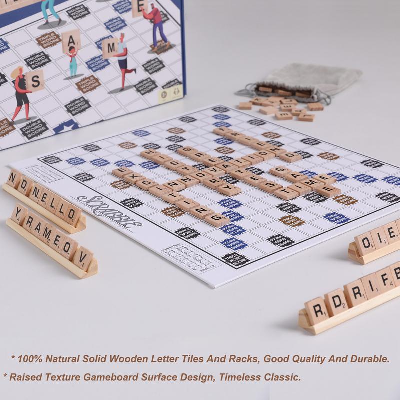 Scrabble Board Game Classic Original Wooden Tiles Racks for Adults Kids Ages 3+ Fun Classic Crossword Family Games 2-4 Players