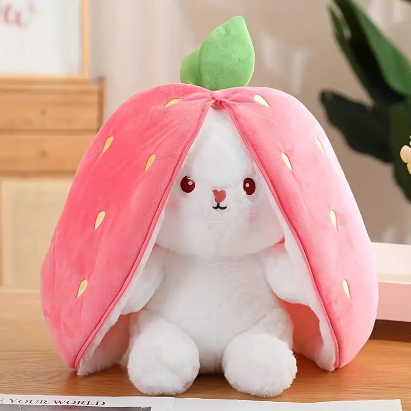 Bunny Plush Strawberry Stuffed Animal Carrot Rabbit Plushie Toy for Kids - Thanksgiving Christmas Gift for Girls