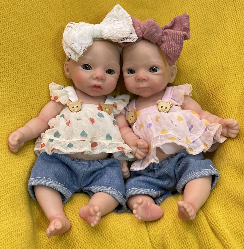 28CM Adorable Silicone Girl Bebe Reborn Dolls Handmade Painted Full Body Soft Silicone Reborn Doll Toys For Bebe's Birthday Christmas New Year Gifts Reborn Corpo De Silicone Inteiro