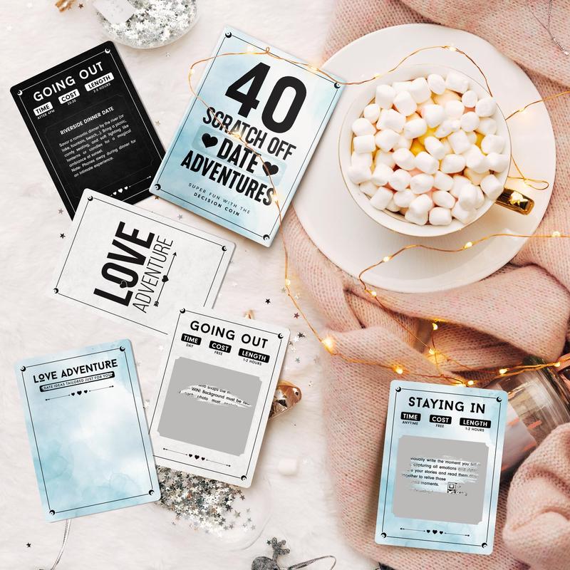 DIY 40 Fun and Romantic Scratch Off Date Adventure Ideas for Couples - Perfect for Date Night, Anniversaries & Birthdays Thanksgiving Christmas New Year Gift