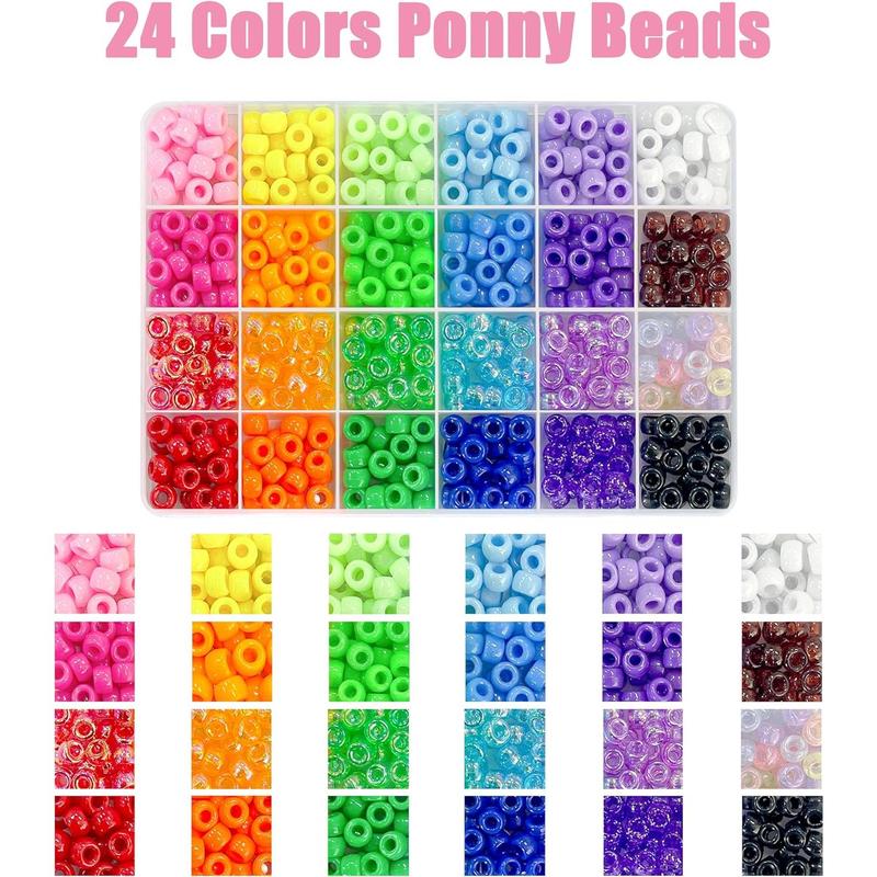 28 Color Pony Beads Bulk 700 Pcs,Beads for Necklace Jewelry Making Earring Hair Braiding,Bracelets Making Kits,Hair Bead,Bracelet Beads,Plastic Beads for Crafts Braids Girls