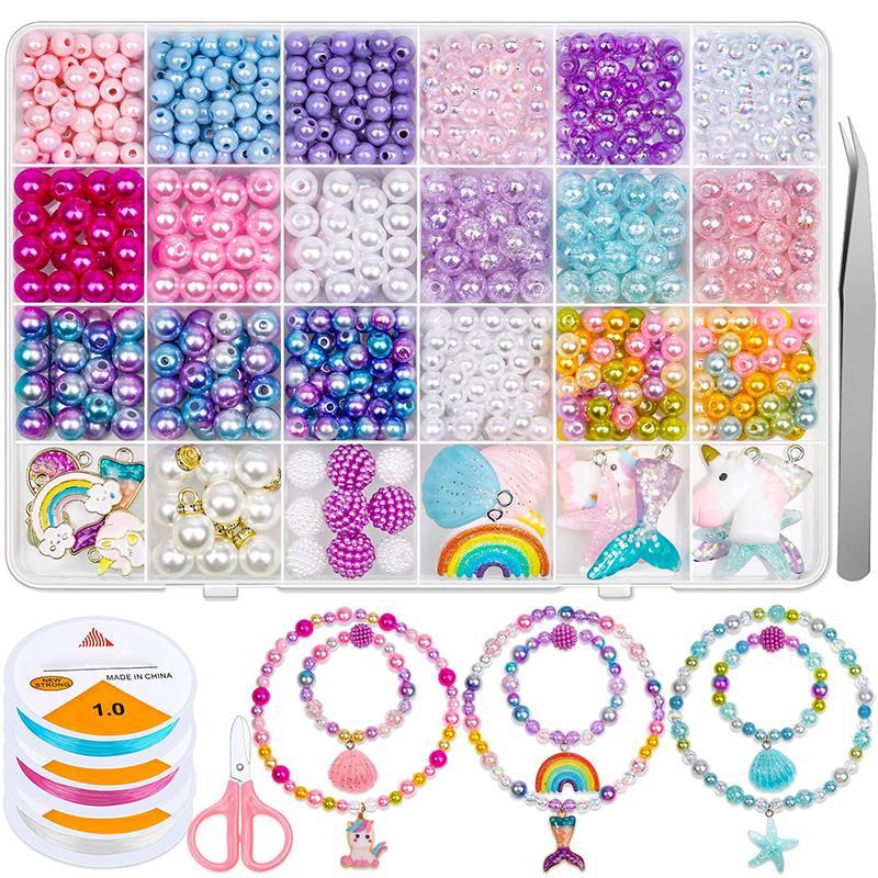 Mixed Color Ocean Bead Set, 773pcs set Mermaid Charm Beading Kit for Friend Bracelet Necklace, DIY Jewelry Making Supplies for Teenager & Women