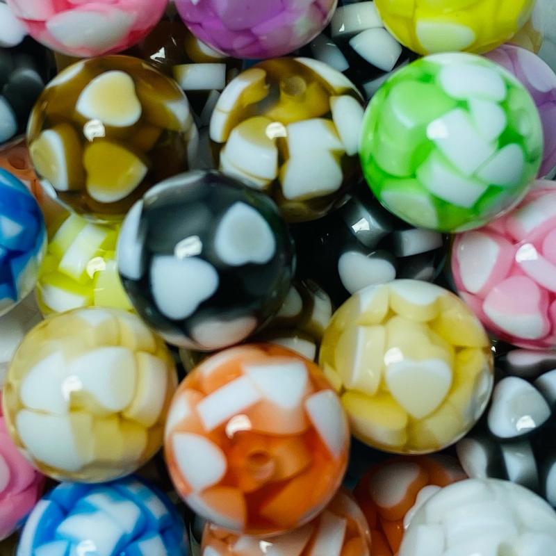 Heart effect 16mm bead (mix 1) Glitter heart bead 16mm (mix2) , random mix 10 pcs