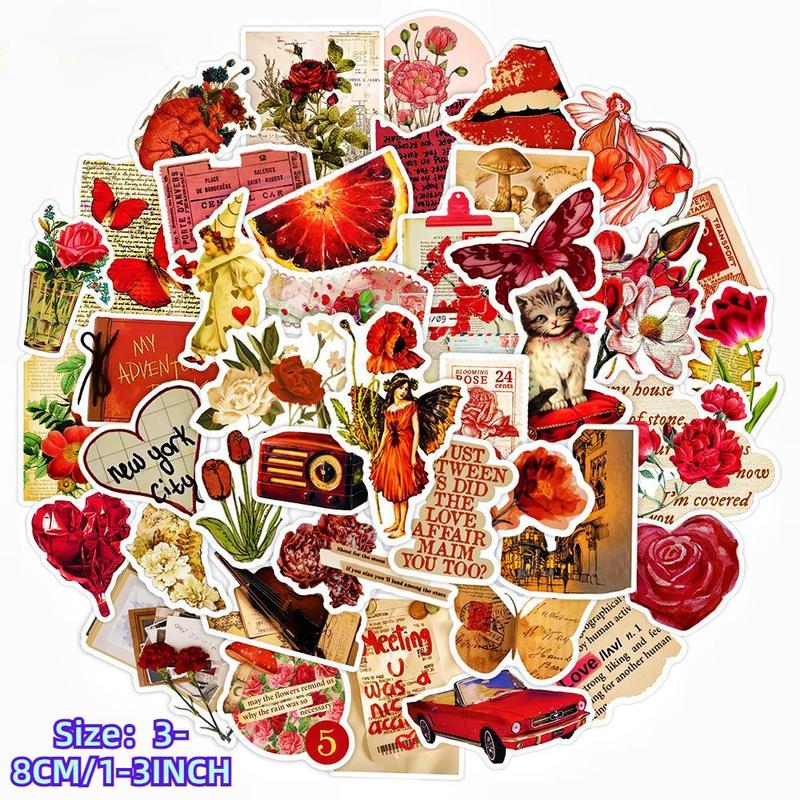 Retro Splicing Series Sticker, 50pcs Creative DIY Decorative Sticker for Water Bottle, Laptop, Phone Case, Scrapbooking, Journal Making