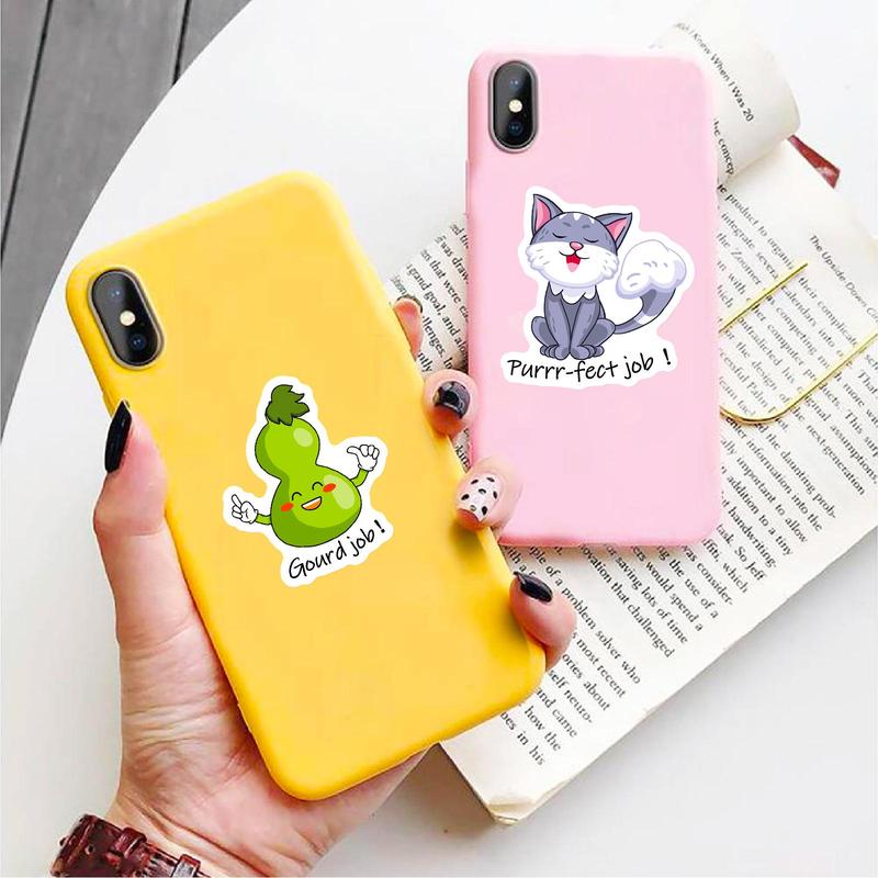 Cute Cartoon Pattern Sticker, 50pcs set Waterproof Self Adhesive Decor Paper, DIY Decor Sticker for Gift Greeting Card Water Bottle Laptop Phone