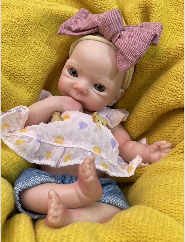 28CM Adorable Silicone Girl Bebe Reborn Dolls Handmade Painted Full Body Soft Silicone Reborn Doll Toys For Bebe's Birthday Christmas New Year Gifts Reborn Corpo De Silicone Inteiro