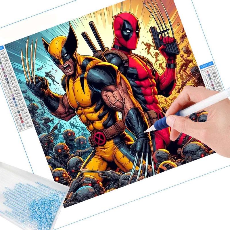 Superhero Pattern DIY Diamond Arts Colorful Painting Kit without Frame, DIY 5D Diamond Arts Colorful Painting for Bedroom Home Wall Decor