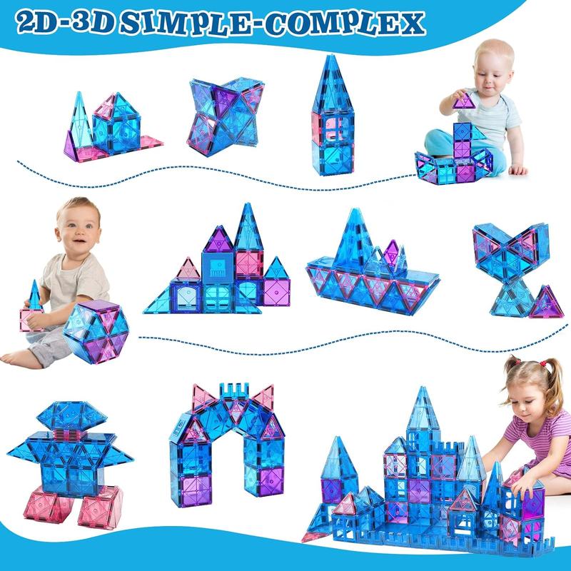 Magnetic Tiles 3D Kids Toys for Girl Age 4-7 Educational Magnetic Building Blocks Girl Toys Age 6-8 Princess Castle Pretend Play Toys 32 PCS