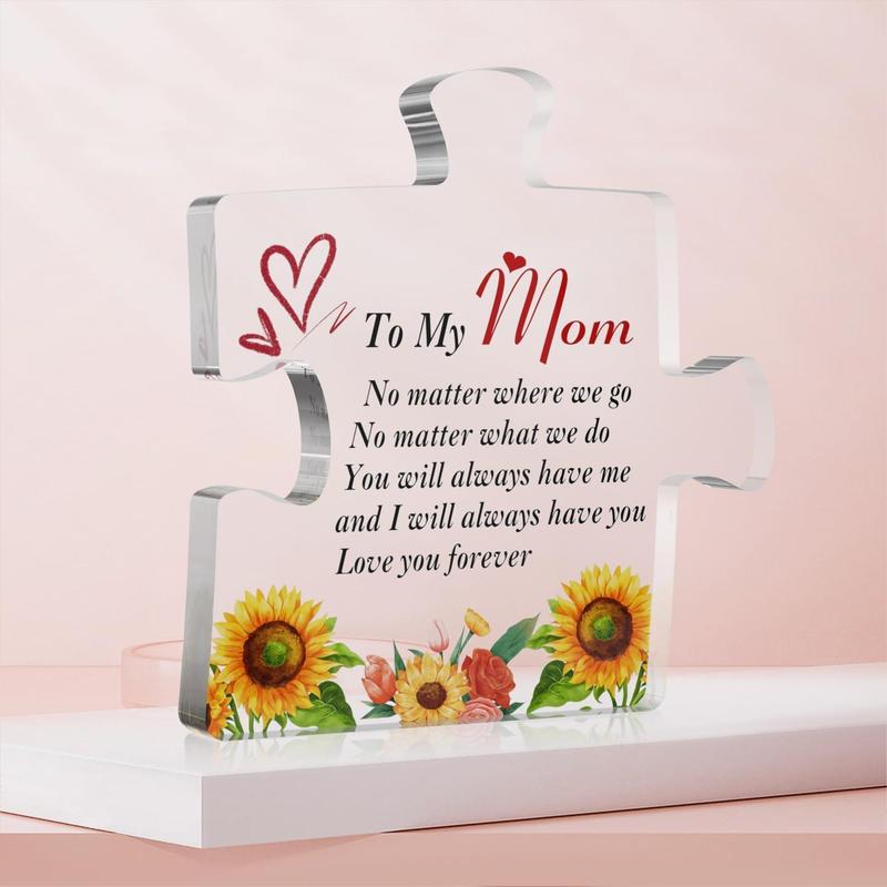 Acrylic Puzzle Gifts for Mom, Mother's Day Gift Present from Son and Daughter, Engraved Block Piece Birthday Christmas Ideas Presents, Cool Gifts for Mothers Under 10 Dollars, Style 3