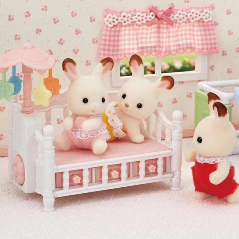 Calico Critters Crib with Mobile, Dollhouse Furniture Set with 