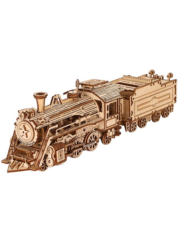 3D Wooden Puzzle for Adults-Mechanical Train Model Kits-Brain Teaser Puzzles-Vehicle Building Kits-Unique Gift