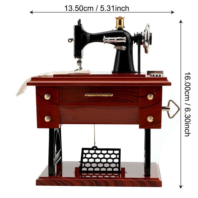 Vintage Sewing Machine Design Music Box, Creative Hand Crank Music Box, Desktop Decoration for Home Living Room Bedroom, Birthday Gift