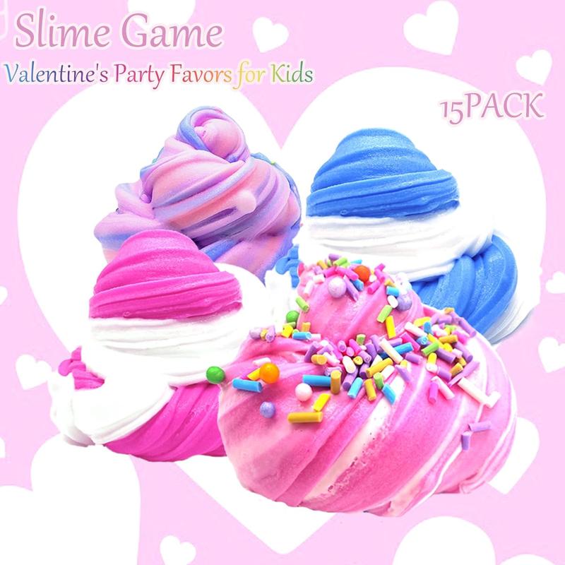 15 Pack  slime pack cupcakes super soft and non-sticky, stress relief toys for girls and boys, party favors and birthday gifts, Easter basket fillers