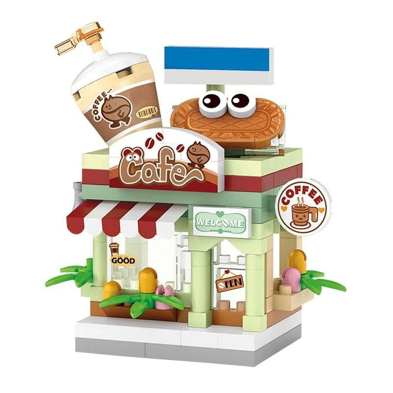 120pcs Coffee Shop Design Micro Building Block Kit, Miniature Cafe Model, Building Toy For Kids