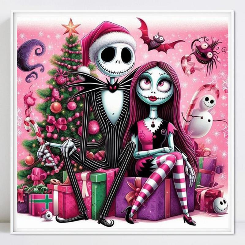 Disney Jack Skellington Pattern Diamond Arts Colorful Painting Kit, DIY 5D Diamond Arts Pictures for Festival Gifts, Wall Art Decorations for Home