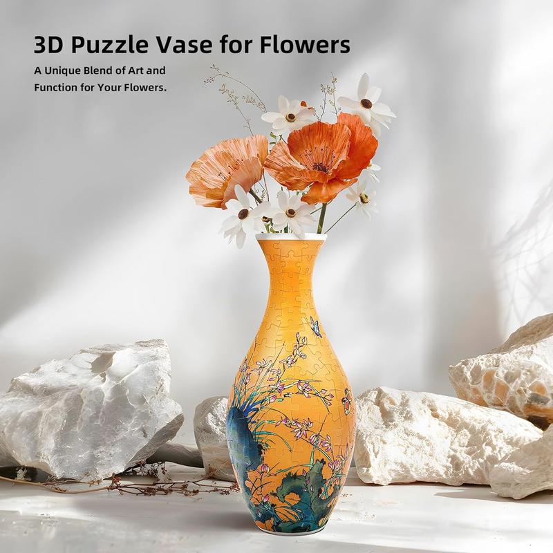 3D Puzzles Vase for Adults, 160 count Puzzle Flower Vase for Home and Office Decor, DIY 4D Jigsaw Vase Arts and Crafts for Kids, Unique Housewarming Gifts for Moms