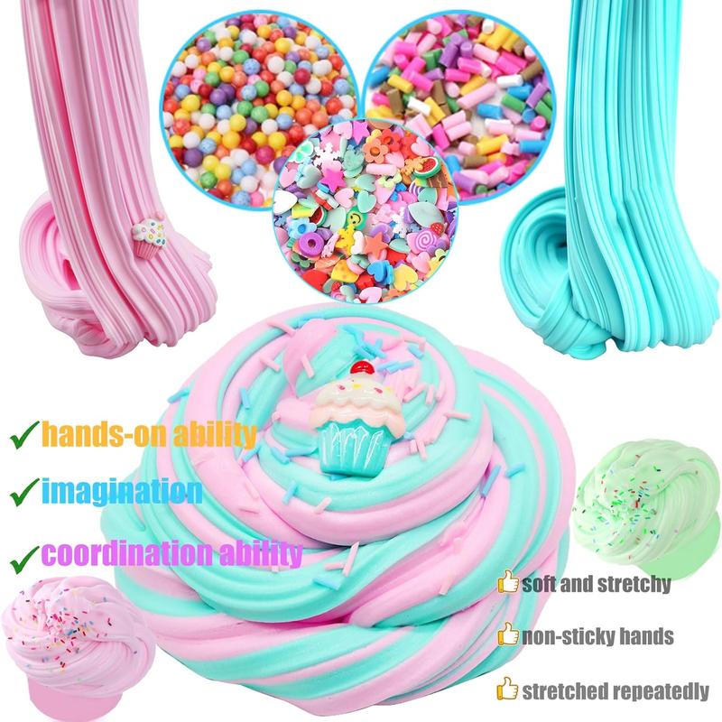 15 Pack  slime pack cupcakes super soft and non-sticky, stress relief toys for girls and boys, party favors and birthday gifts, Easter basket fillers