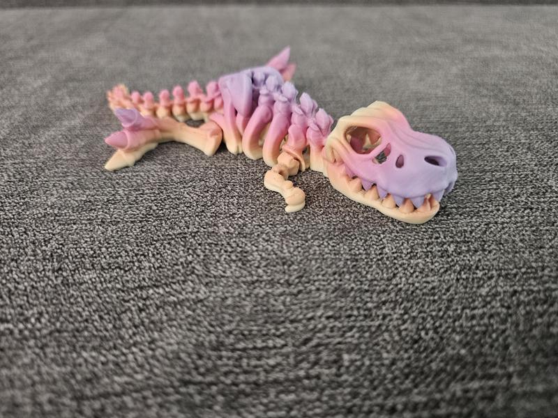 3D Printed Articulating Rainbow Flexi Skeleton T-Rex Figurine Great Gift and Desk Figure