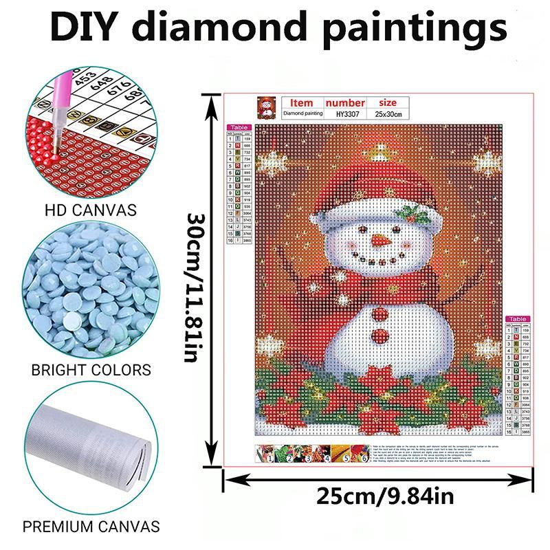 Snowman Pattern DIY Diamond Arts Colorful Painting Kit without Frame, Christmas DIY Diamonds Art Decorative Painting for Home