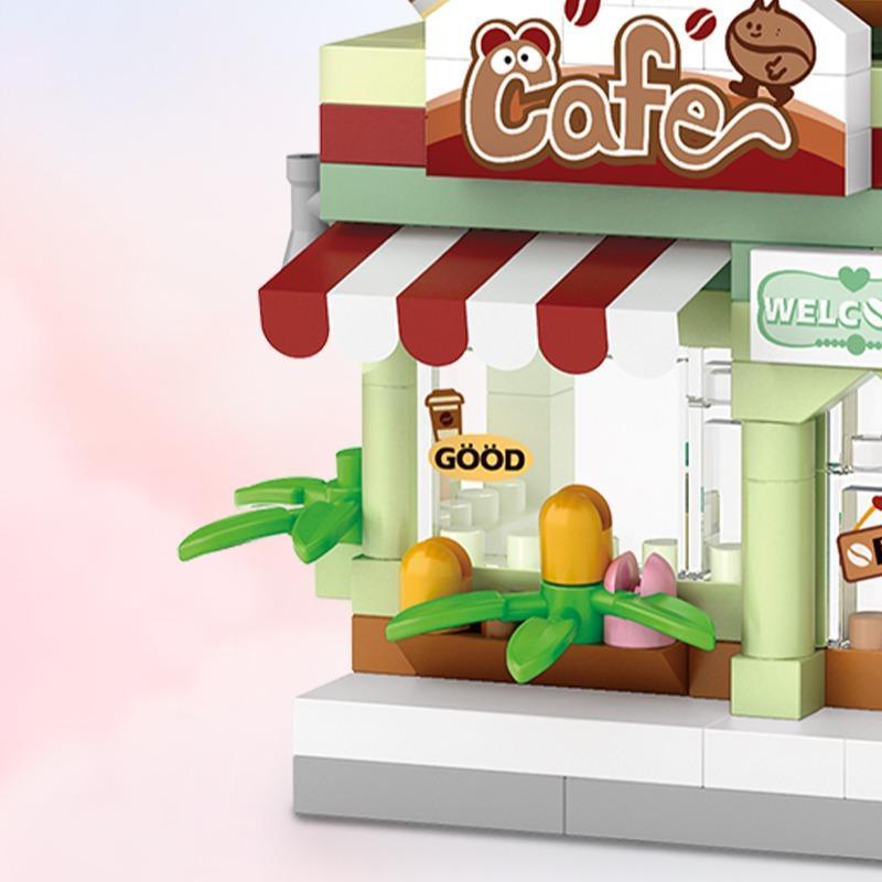 120pcs Coffee Shop Design Micro Building Block Kit, Miniature Cafe Model, Building Toy For Kids