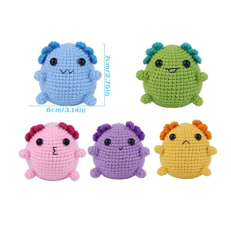 Axolotl Key Chain Crochet Kit for Beginners, 5 Counts set Crochet Starter Kit with Step-by-step Video Tutorial, DIY Crochet Kit for Beginners, Crochet Supplies