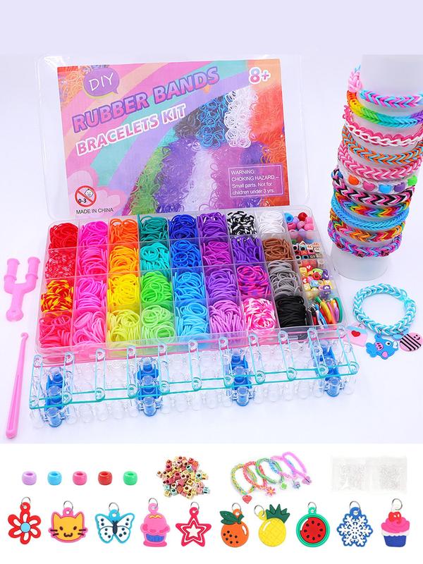 Color Bands Craft Kit, Silicone Rubber Bands for Diy Bracelet Making, 2650pcs Cute Animal & Floral Designs Creative Gift Idea for Diy Bracelet Making Kit