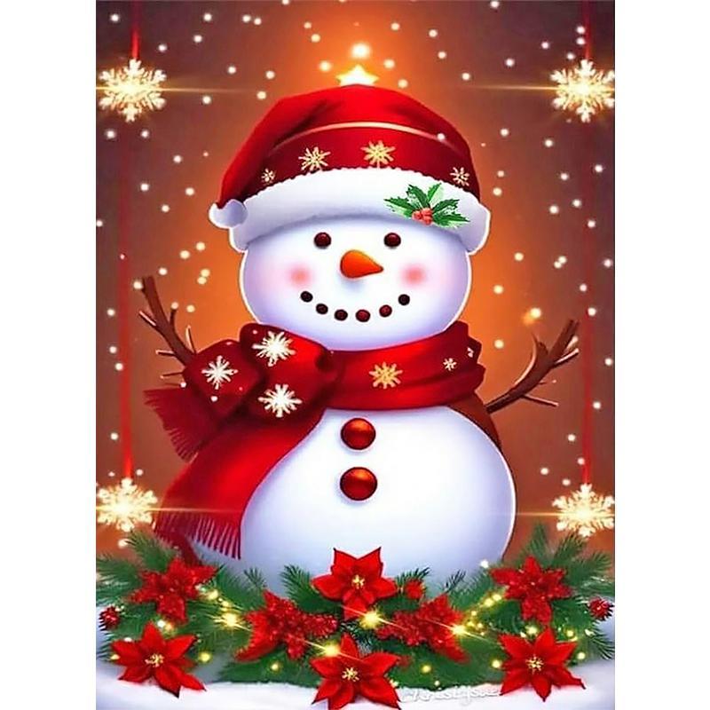 Snowman Pattern DIY Diamond Arts Colorful Painting Kit without Frame, Christmas DIY Diamonds Art Decorative Painting for Home