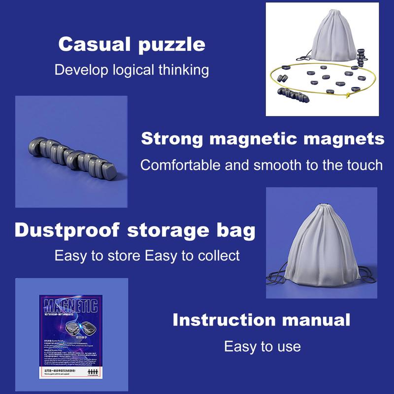 Magnetic Chess Strategy Game - Multiplayer Magnet Board Game, Strategy Table Top Magnet Game with Rope, Portable Magnetic Battle Chess with Storage Bag