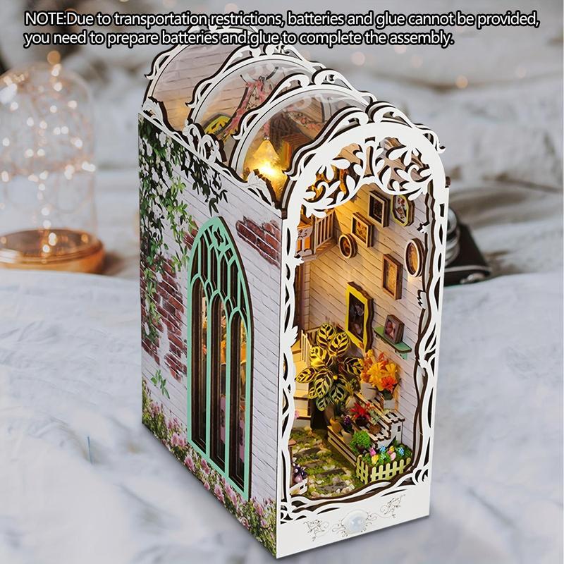 3D Wooden Puzzle, 1 Box DIY Book Nook Kit, DIY Flower Room Model Kit, 3D Desktop Decoration Ornament, DIY Model Kit for Bookshelf Decoration, Stocking Fillers Gift