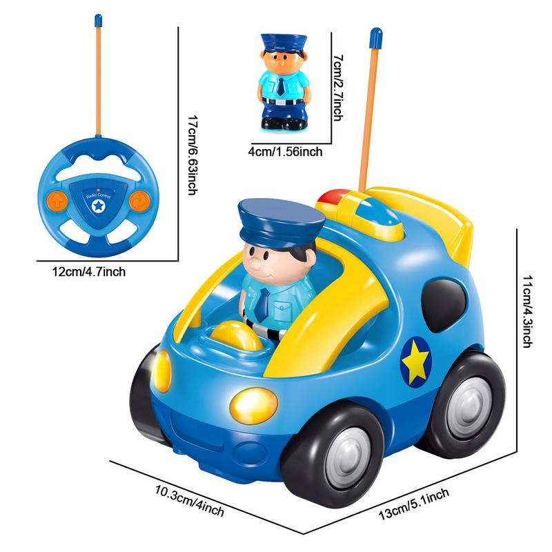 Cartoon Remote Control Police Car Toy, Electric Police Car Toy with Light & Sound Effects, Wireless Control Toy for Boys & Girls