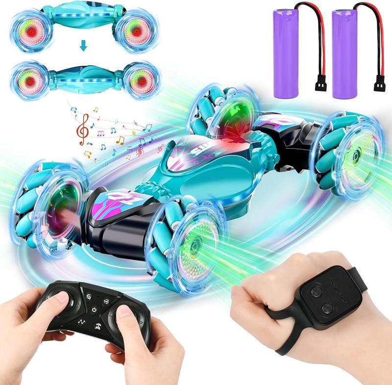 Gesture RC Cars, 2.4GHz Gesture Sensor Remote Control Cars, 4WD Double Sided Stunt RC Twist Car with Light Music rc stunt