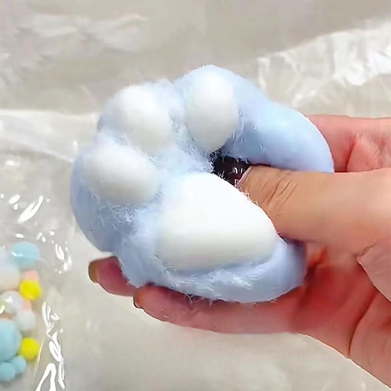 Handmade Flocking Cat's Paw Stress Relief Squishy Toy Mochi Slow Rebound New Fidget Toy Birthday Party Gift