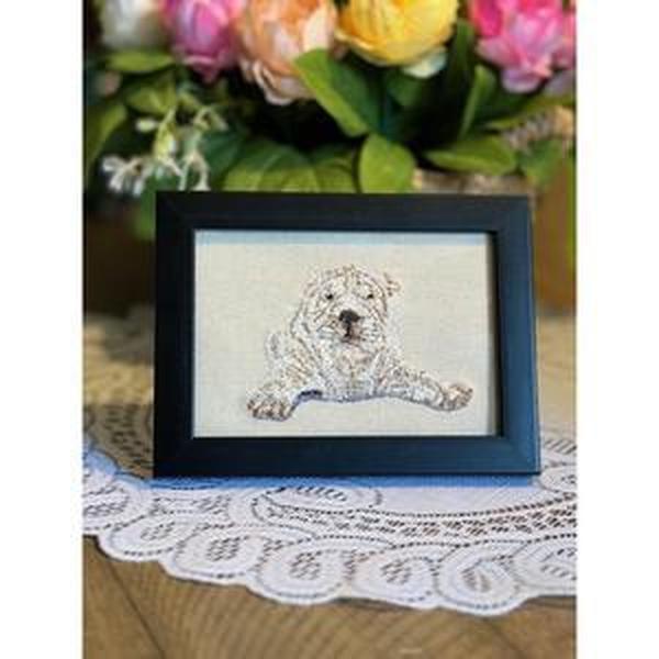 Shar Pei Machine Embroidered and Framed!  Other Designs and Breeds Available!