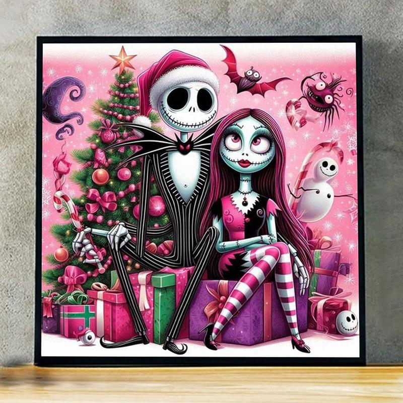 Disney Jack Skellington Pattern Diamond Arts Colorful Painting Kit, DIY 5D Diamond Arts Pictures for Festival Gifts, Wall Art Decorations for Home