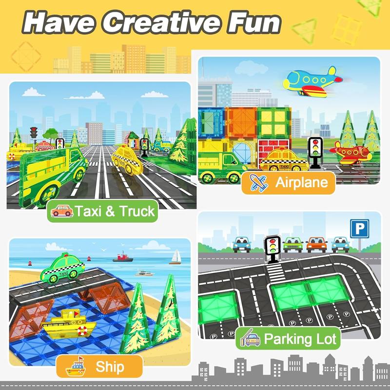 Holiday Haul Deal Coodoo Magnetic Tiles City Road Set Toys Sensory Games Classroom Must Haves Preschool Learning Outdoor Christmas Gift on Sale Building Blocks Construction Toy