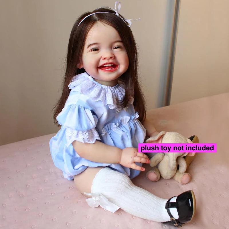 24-Inch Fashion Princess Doll in Blue with Vinyl Limbs, Cloth Body, and Hand-Rooted Hair, Reborn Baby Doll for Birthday and Art Gifts