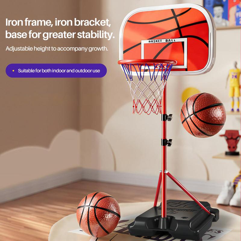 Geyiie Kids Basketball Hoop with Stand, Adjustable 2.4-6.5 Ft Basketball Set, Toddler Basketball Toys for Boys Age 3 4 5 6 7 8, Portable Indoor Gifts