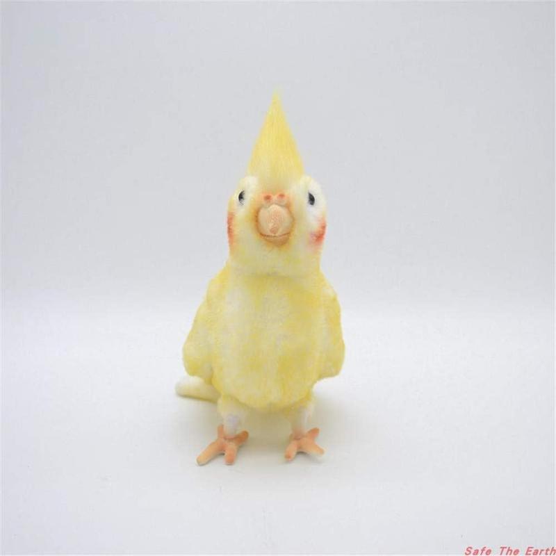 Lifelike Cockatiel Parrot Bird Plush Stuffed   Yellow Bird Cute  Model