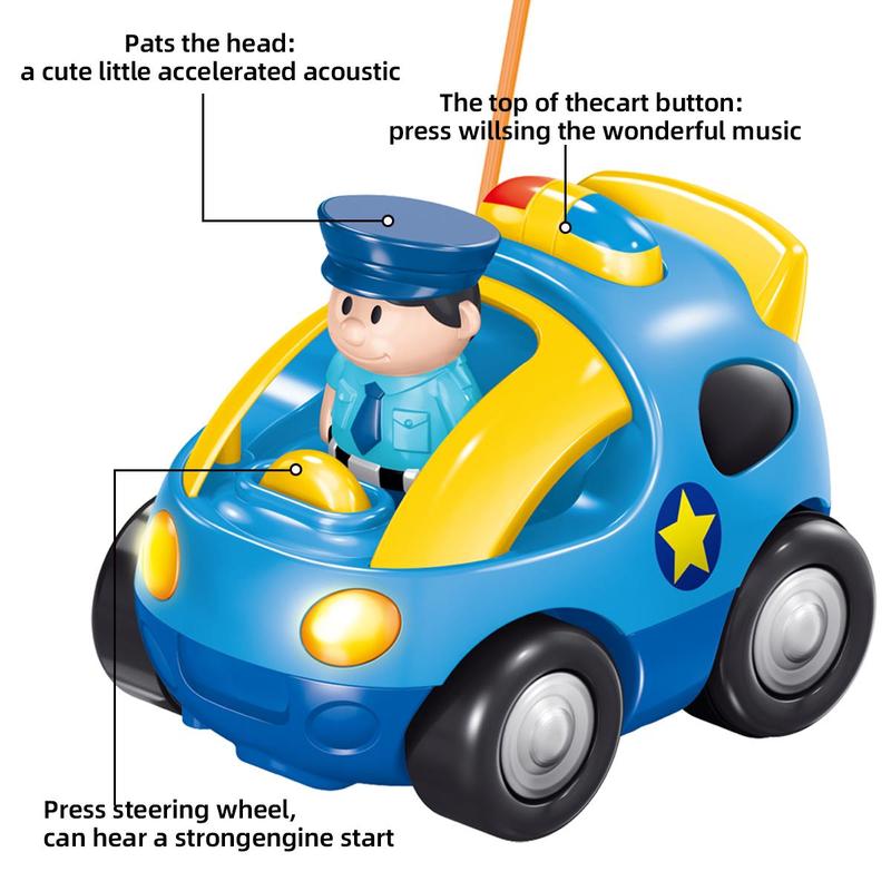 Cartoon Remote Control Police Car Toy, Electric Police Car Toy with Light & Sound Effects, Wireless Control Toy for Boys & Girls