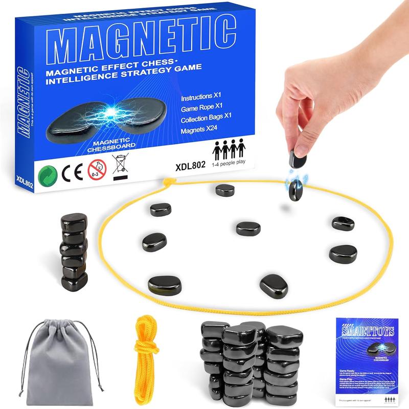 Magnetic Chess Strategy Game - Multiplayer Magnet Board Game, Strategy Table Top Magnet Game with Rope, Portable Magnetic Battle Chess with Storage Bag