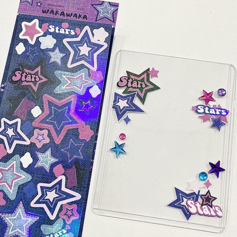 Star Pattern Sticker, 1 Count Decorative Sticker, DIY Decorative Sticker for Scrapbooking, Journal Making, Gift Wrapping