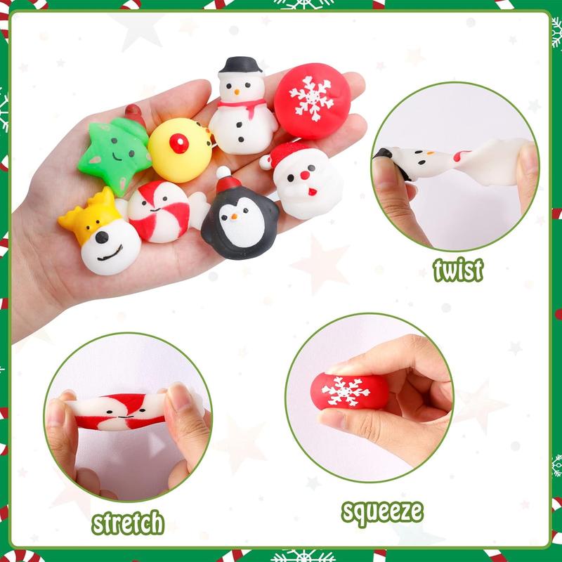 24Pcs Christmas Squishies Toys Mochi Squishies Toys Bulk Party Favor for Kids Christmas Stocking Stuffers Goodie Bag Filler Bulk