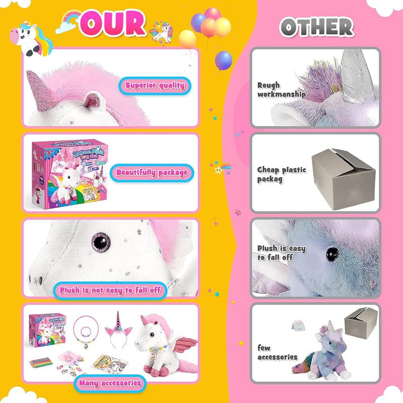 Unicorns Gifts for Girls Age 3-8,Unicorn Toys for 3 4 5 6 7 8 Year Old Girls,Unicorn Stuffed Animals Kids Toys for Girls Age 3-8 Year Old,Soft Plush Girl Toys Set,Idea Girl Gifts for Birthday Xmas