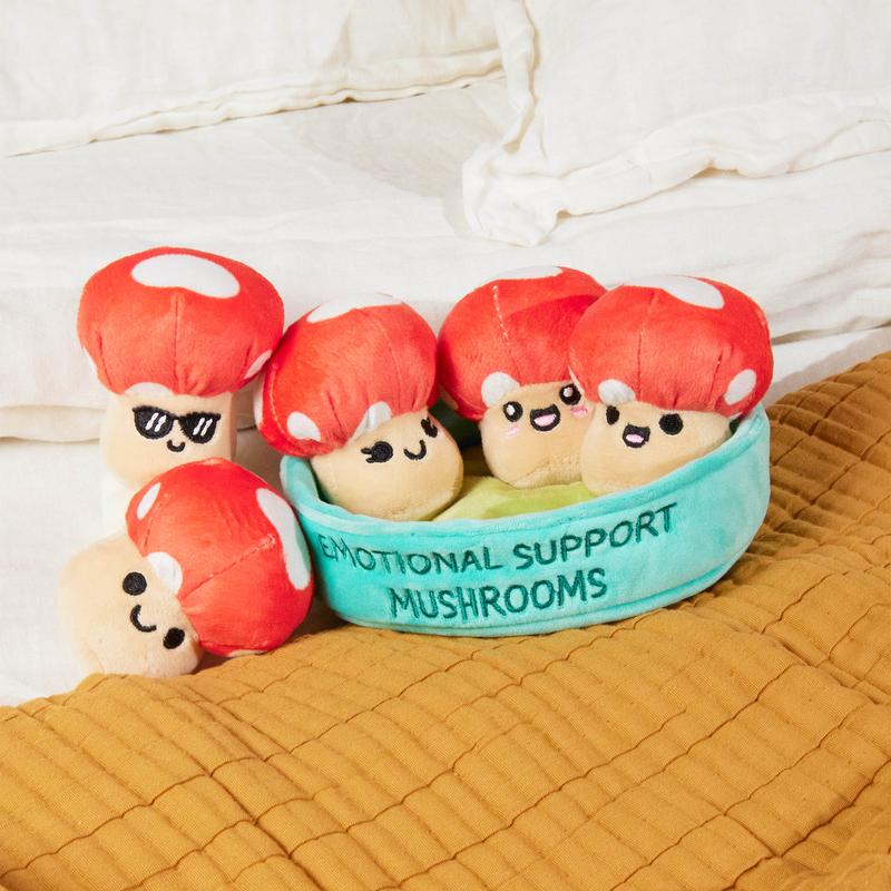 Emotional Support Plush Mushrooms with Unique Expressions